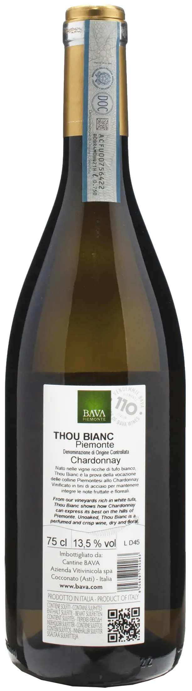 Bava Chardonnay Piemonte Thou Blanc 2022