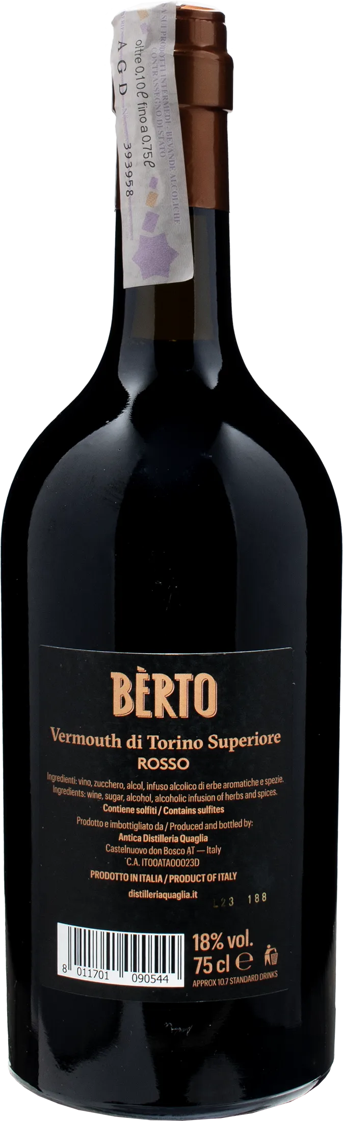 Berto Vermuth di Torino Rosso Superiore 0.75L