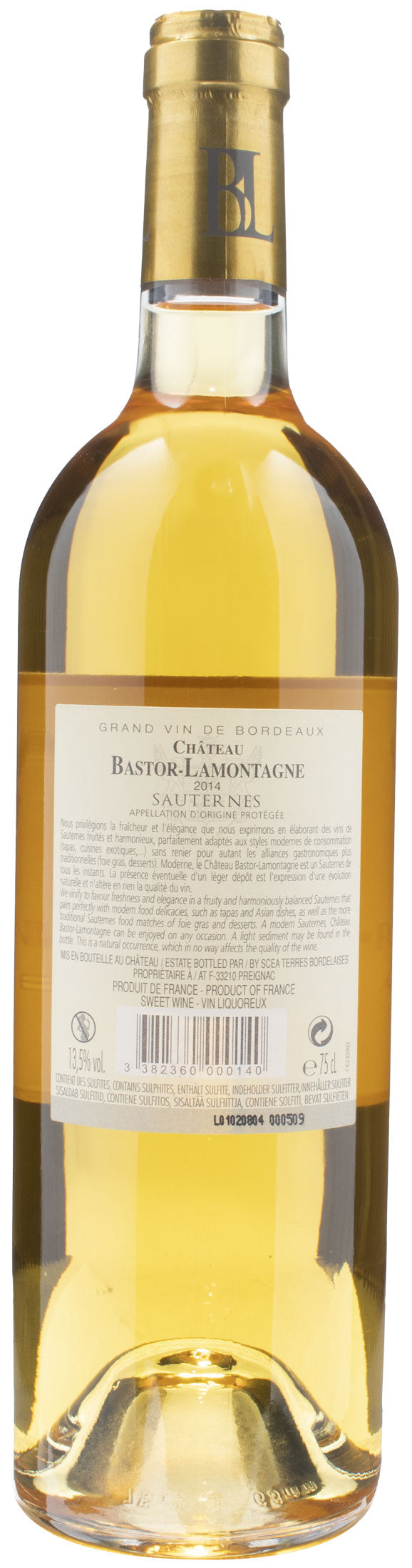 Chateau Bastor Lamontagne Sauternes 2014