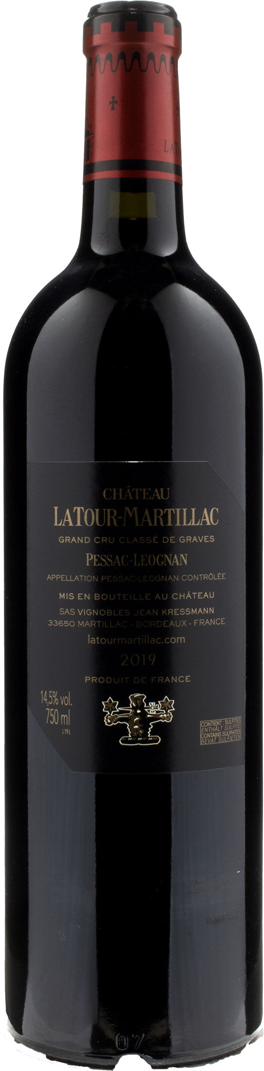 Chateau Latour Martillac Pessac Leognan Grand Cru Classe Rouge 2019