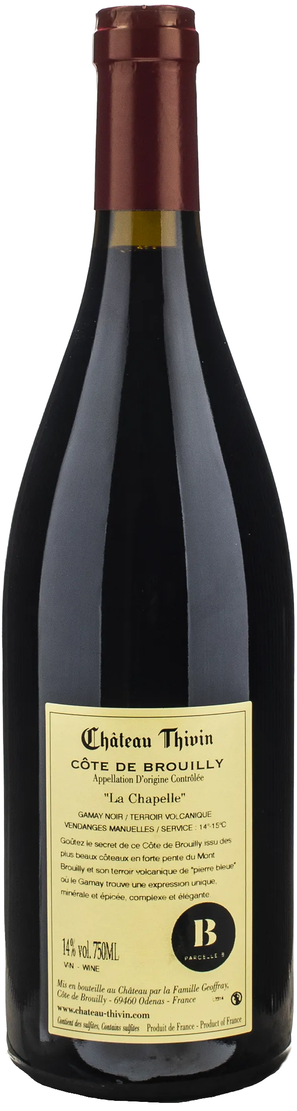 Chateau Thivin Cote de Brouilly La Chapelle 2023