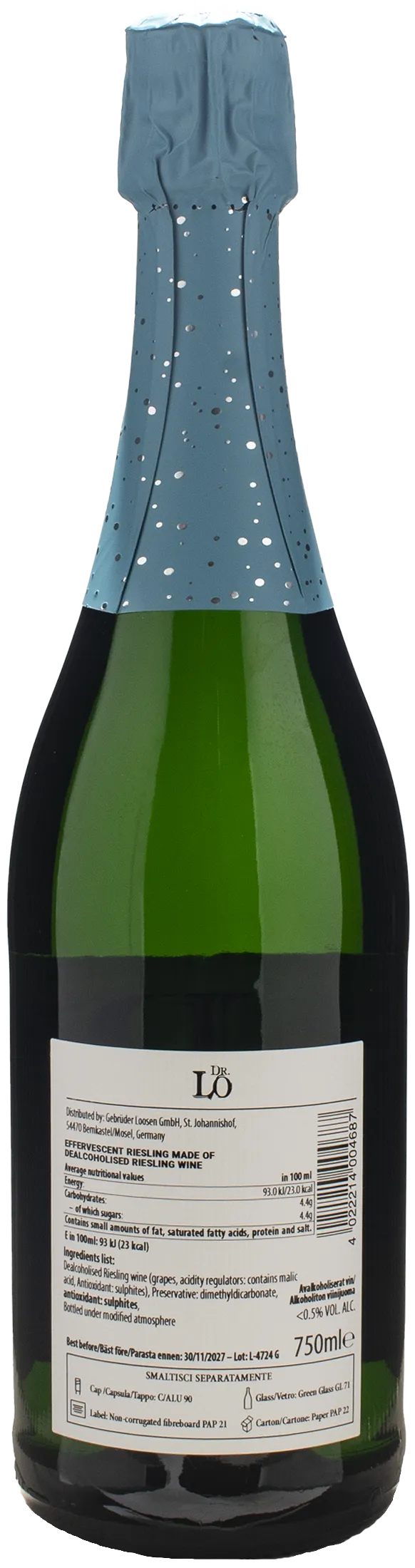 Dr. L.O. Riesling Sparkling Zero Alcol