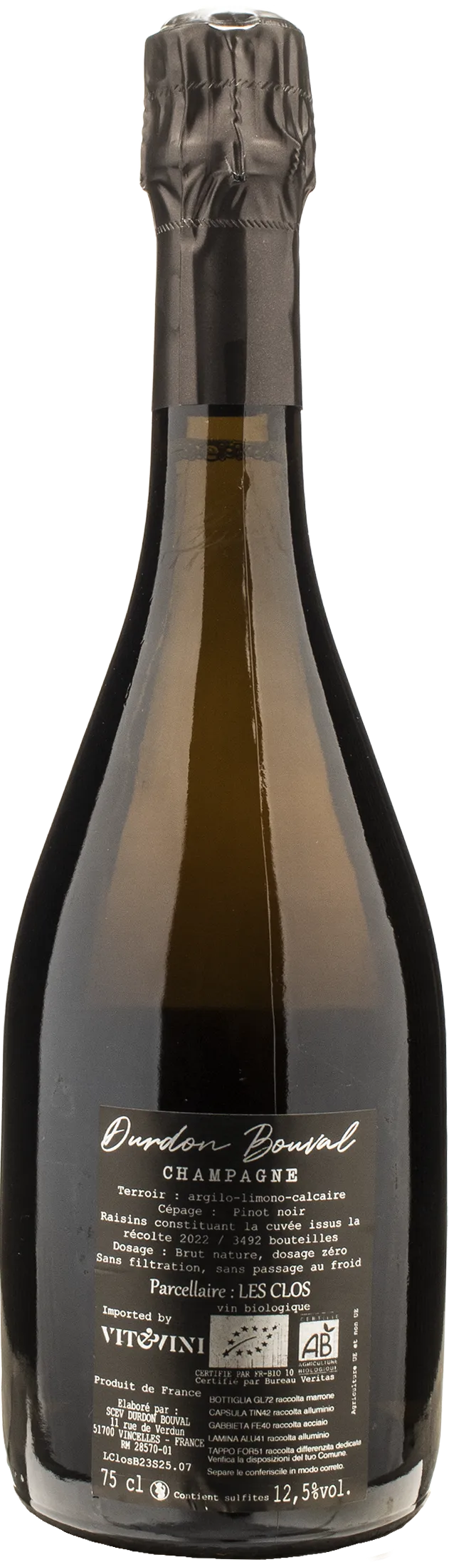 Durdon Bouval Champagne Les Clos Pinot Noir Dosage Zero Brut Nature