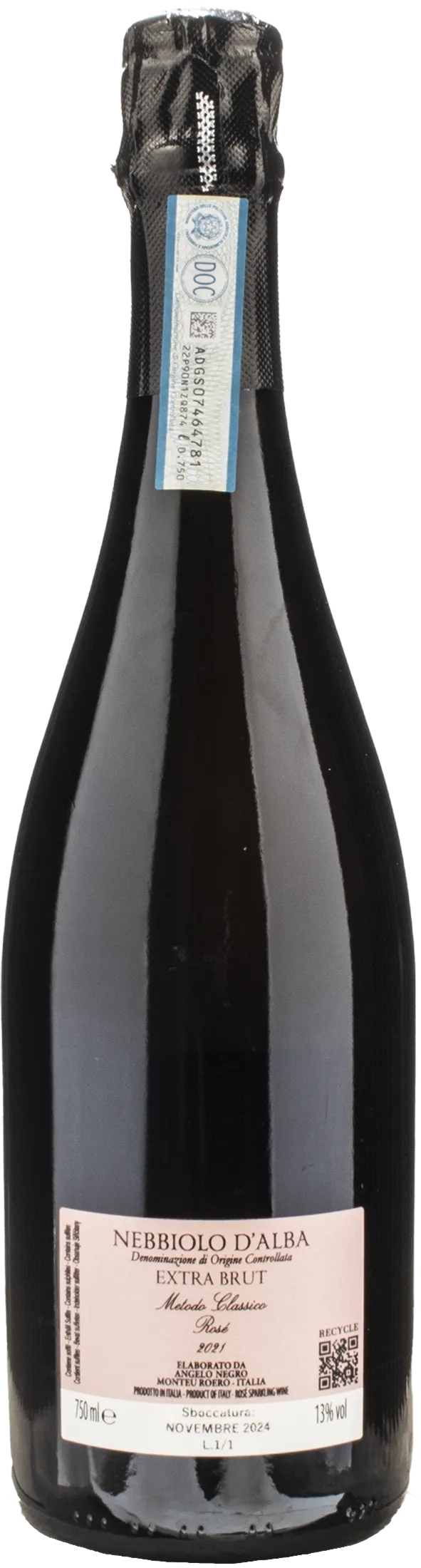 Angelo Negro Maria Elisa Rosè Metodo Classico Nebbiolo d'Alba Extra Brut 2021