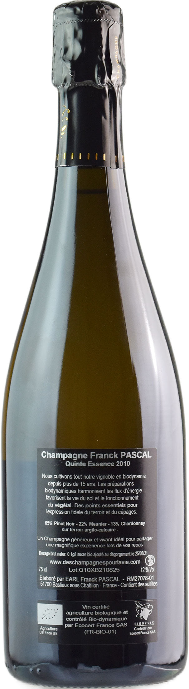 Franck Pascal Champagne Quinte Essence Extra Brut 2010