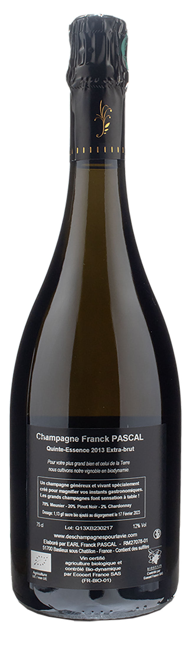 Franck Pascal Champagne Quinte Essence Extra Brut 2013