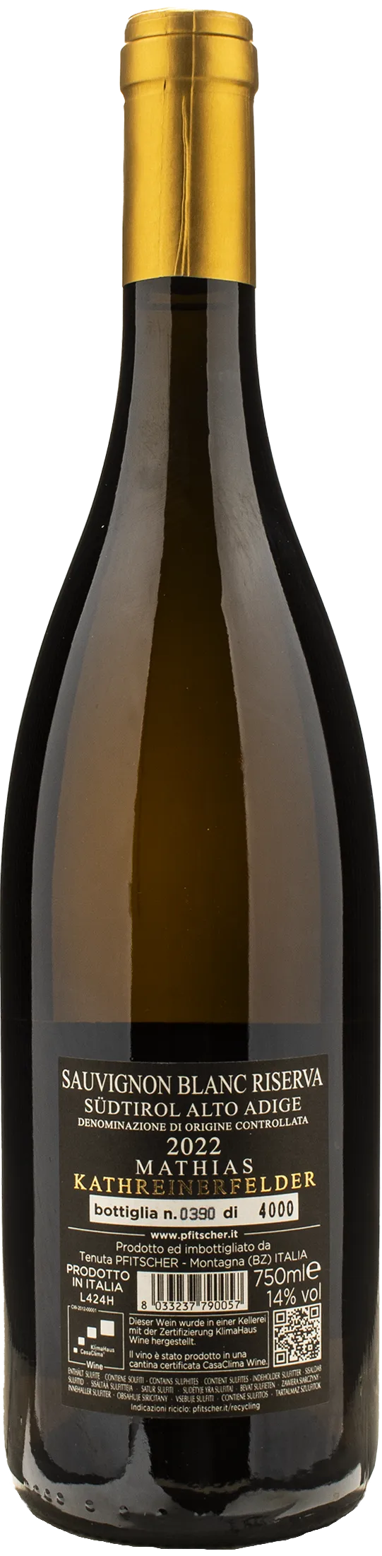 Pfitscher Sauvignon Blanc Mathias Riserva 2022