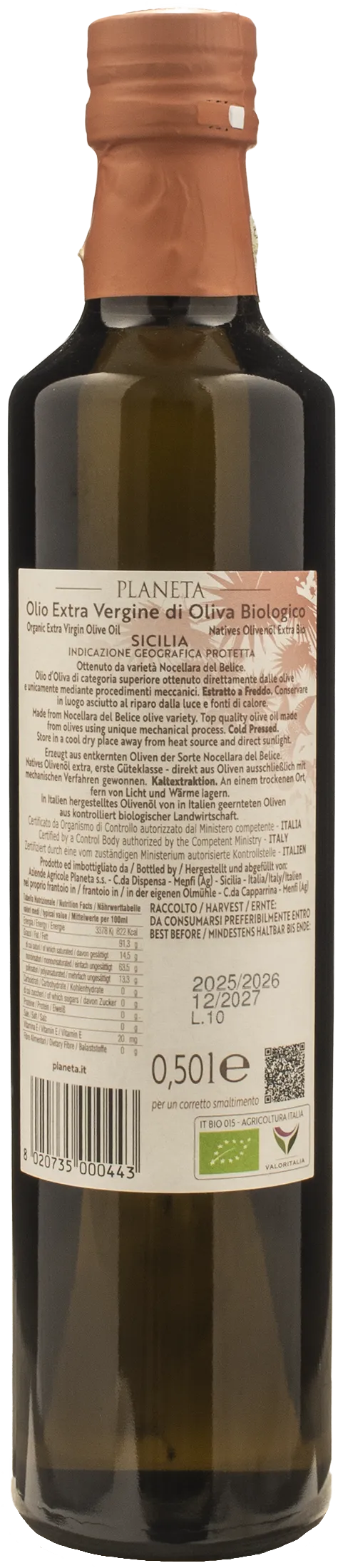 Planeta Nocellara del Belice Pitted Natives Olivenöl extra 0.5L 2025