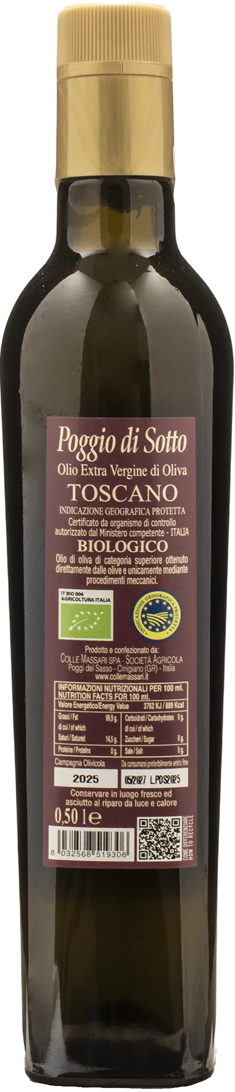 Poggio di Sotto Extra Virgin Olive Oil 0.5L 2025