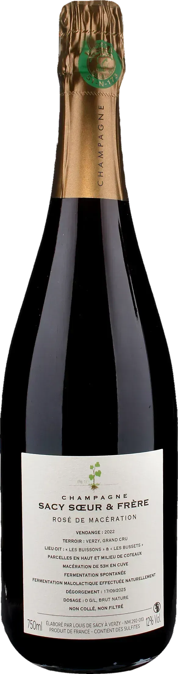 Sacy Soeur et Frere Champagne Rosè de Maceration Grand Cru Brut Nature 2022