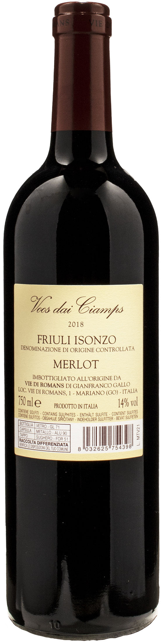 Vie di Romans Voos dai Ciamps Merlot 2018