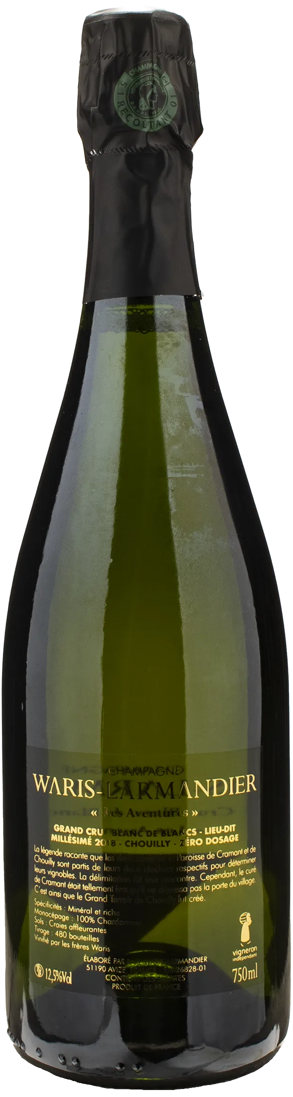 Waris Larmandier Champagne Grand Cru Blanc de Blancs Les Aventures Zero Dosage 2018