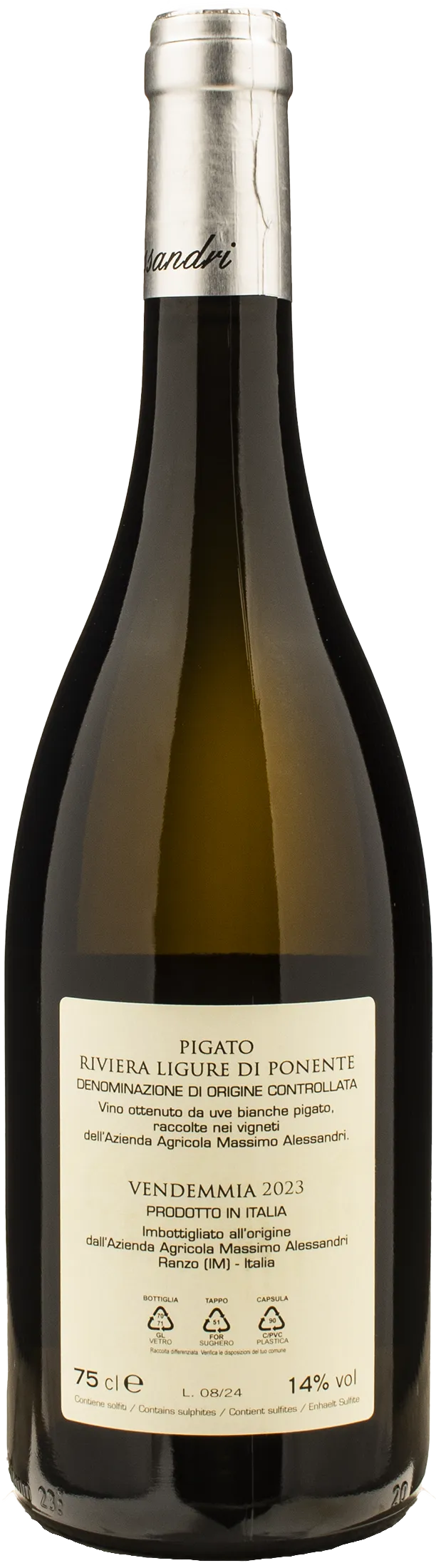 Alessandri Costa Delle Vigne Pigato Riviera Ligure Ponente Vigne Veggie 2023