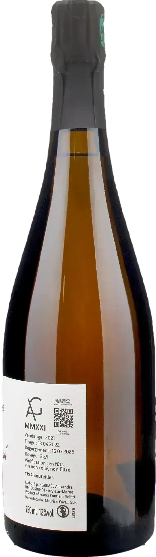 Alexandre Grimee Champagne Pinot Meunier Brut Nature Sous le Trous 2021