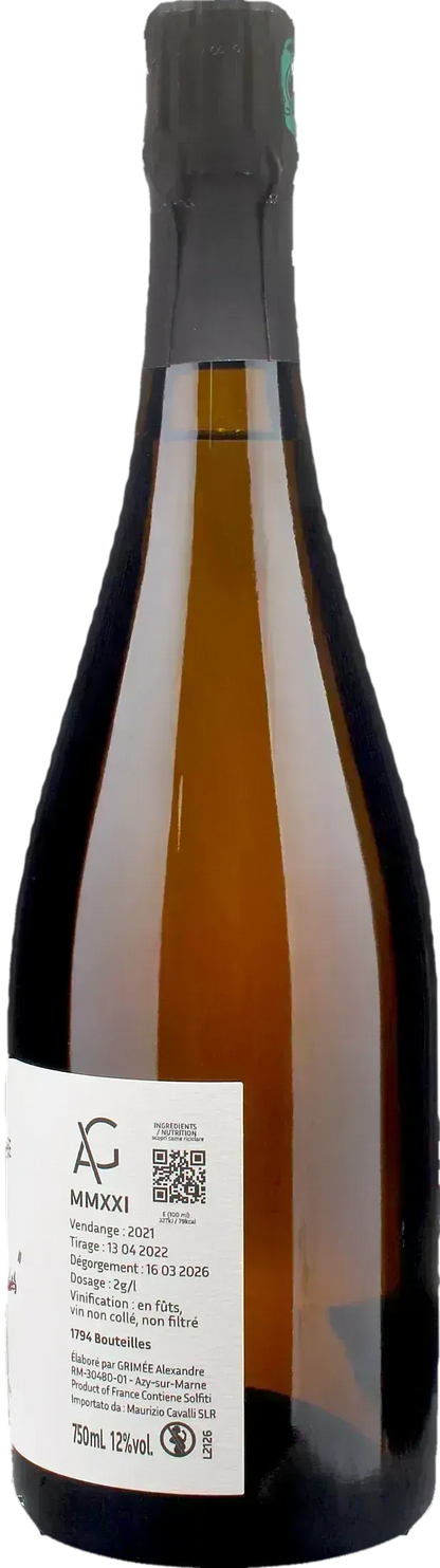 Alexandre Grimee Champagne Pinot Meunier Brut Nature Sous le Trous 2021
