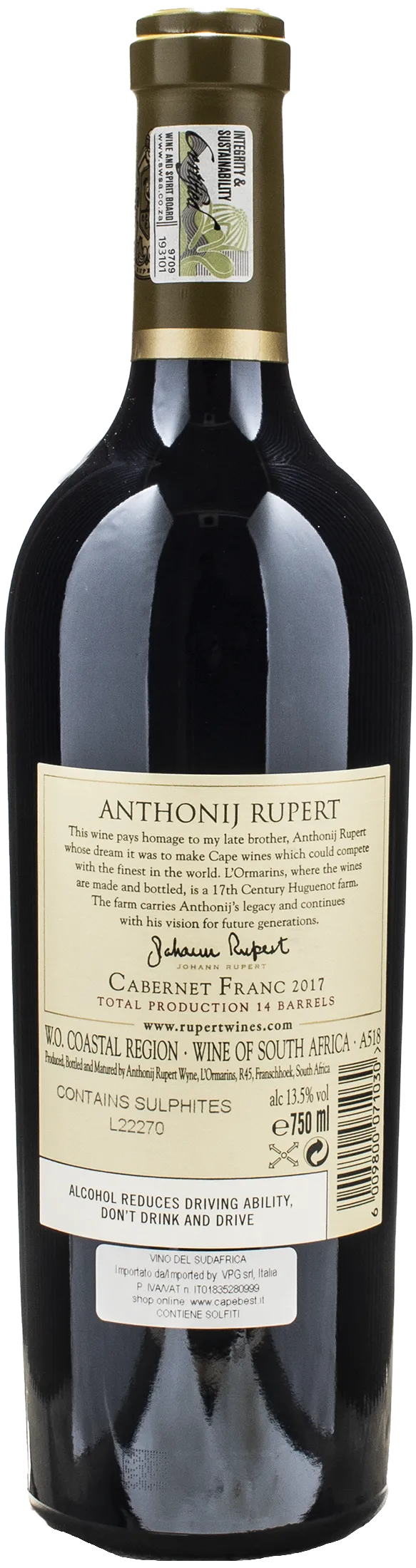 Anthonij Rupert Cabernet Franc 2017