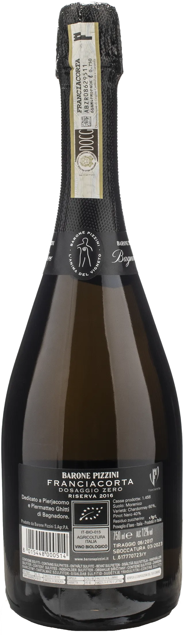 Barone Pizzini Franciacorta Bagnadore Pas Dose Riserva 2016