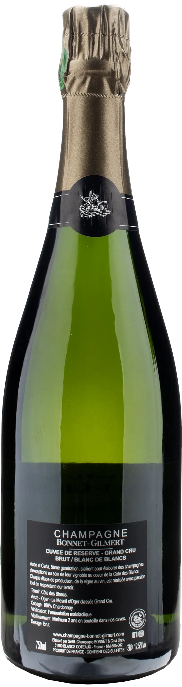Bonnet Gilmert Champagne La Reserve Grand Cru Blanc de Blancs Brut