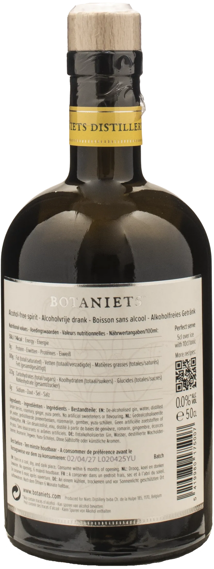Botaniets Triple Distilled Ginger & Yuzu Zero Alcohol 0.5L