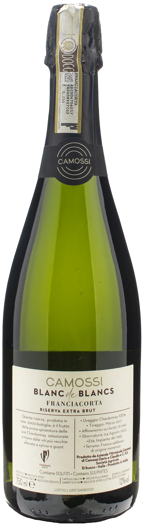 Camossi Franciacorta Blanc de Blancs Extra Brut Riserva 2016
