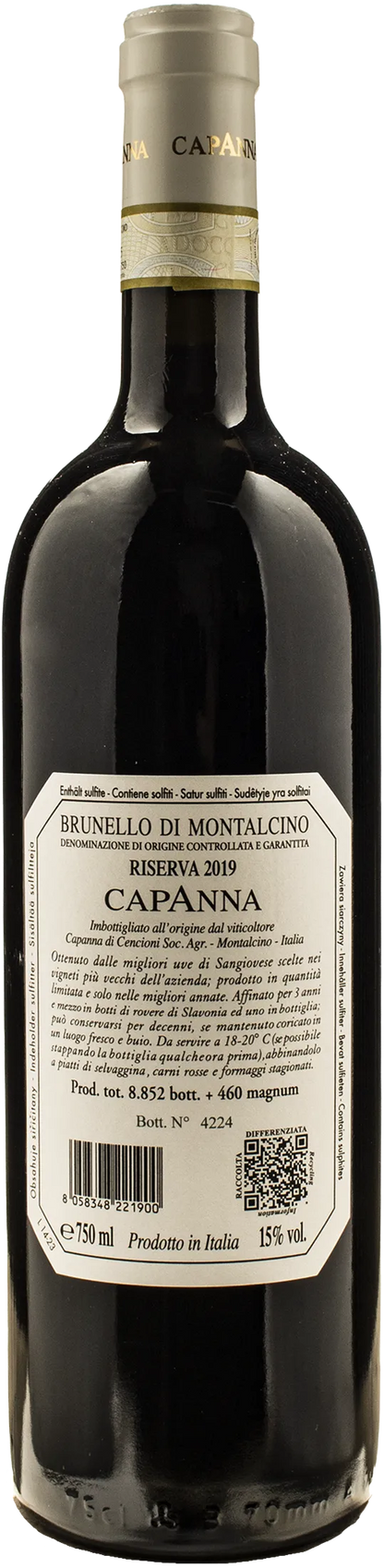 Capanna Brunello di Montalcino Riserva 2019
