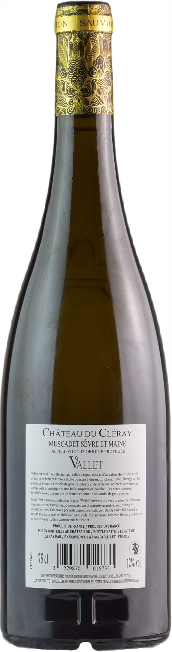 Chateau du Cleray Muscadet Sevre et Maine Cru Vallet 2016