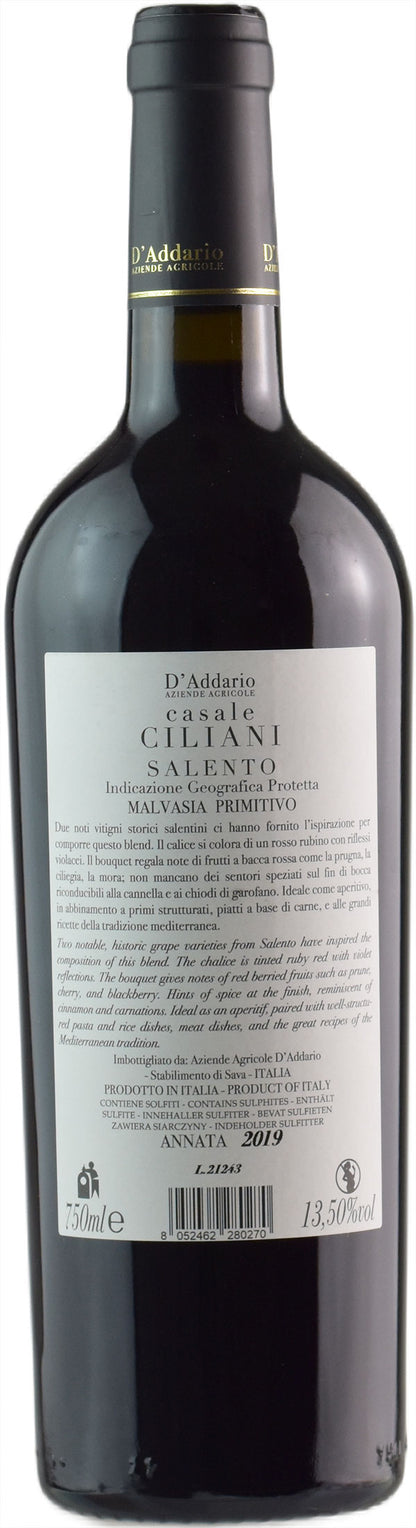 D'Addario Malvasia Primitivo Casale Ciliani 2019