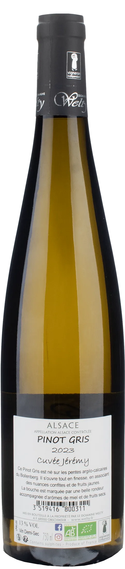 Domaine Jean Michel Welty Pinot Gris Cuvee Jeremy 2023