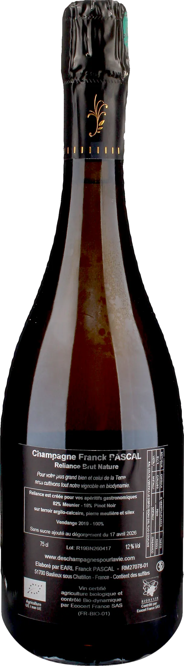Franck Pascal Champagne Reliance Brut Nature 2019