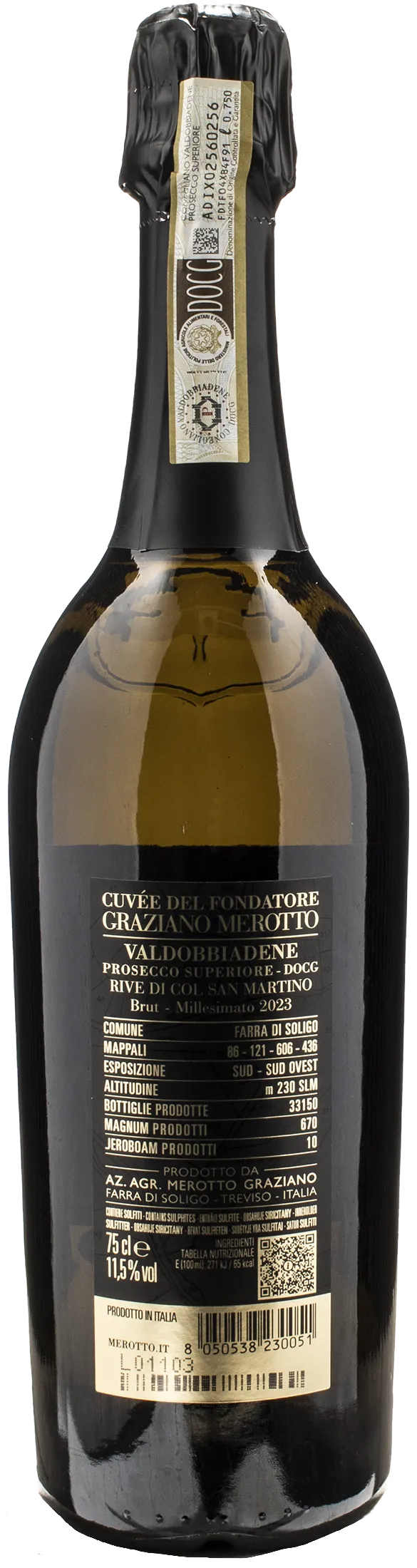 Graziano Merotto Valdobbiadene Prosecco Rive Col San Martino Cuvee del Fondatore Brut 2023