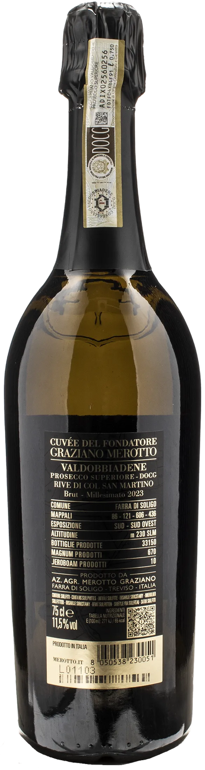 Graziano Merotto Valdobbiadene Prosecco Rive Col San Martino Cuvee del Fondatore Brut 2023