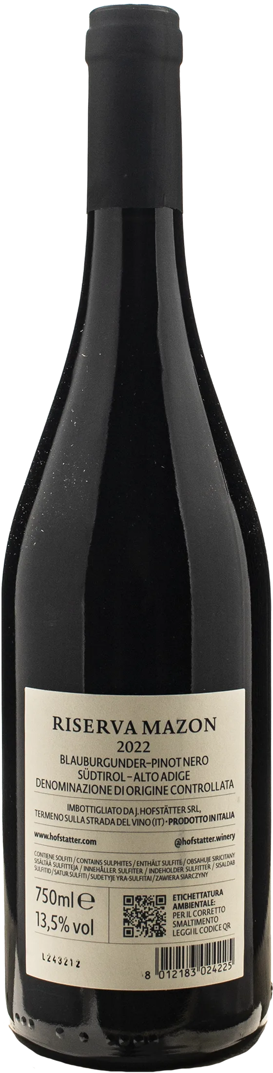 J. Hofstatter Blauburgunder Pinot Nero Riserva Mazon 2022