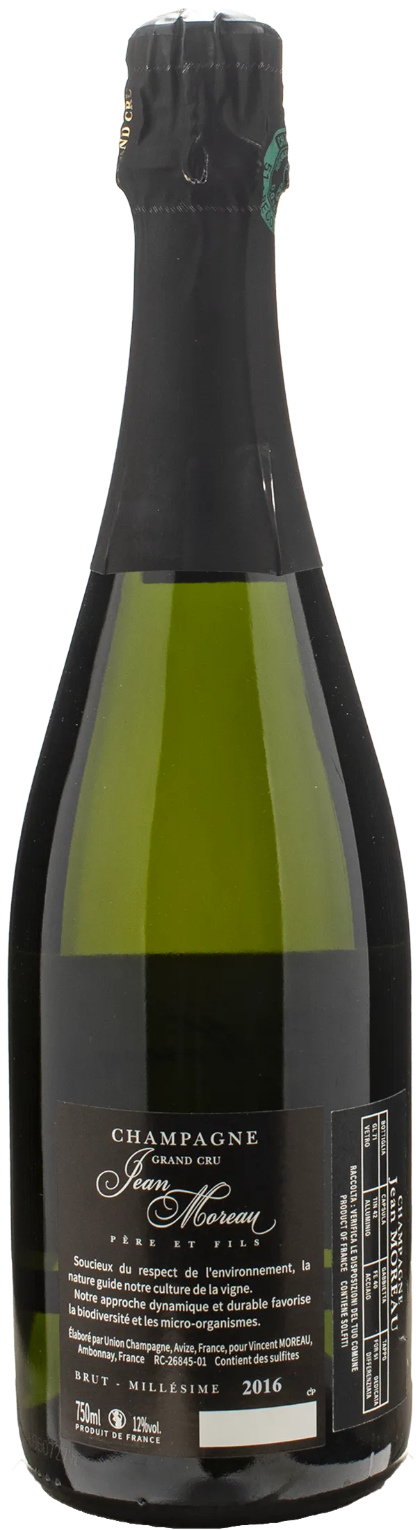 Jean Moreau Pere Et Fils Champagne Grand Cru Brut Millesime 2016