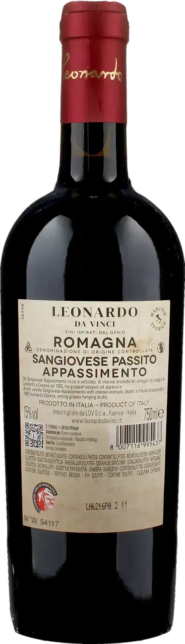 Leonardo da Vinci 1502 Sangiovese Passito Uve Portate a Cesena 2025