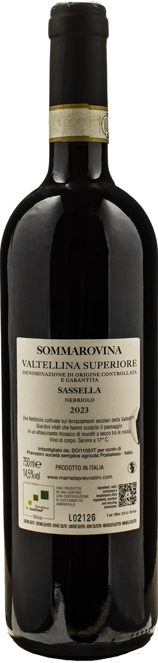 Mamete Prevostini Valtellina Superiore Sassella Nebbiolo Sommarovina 2023