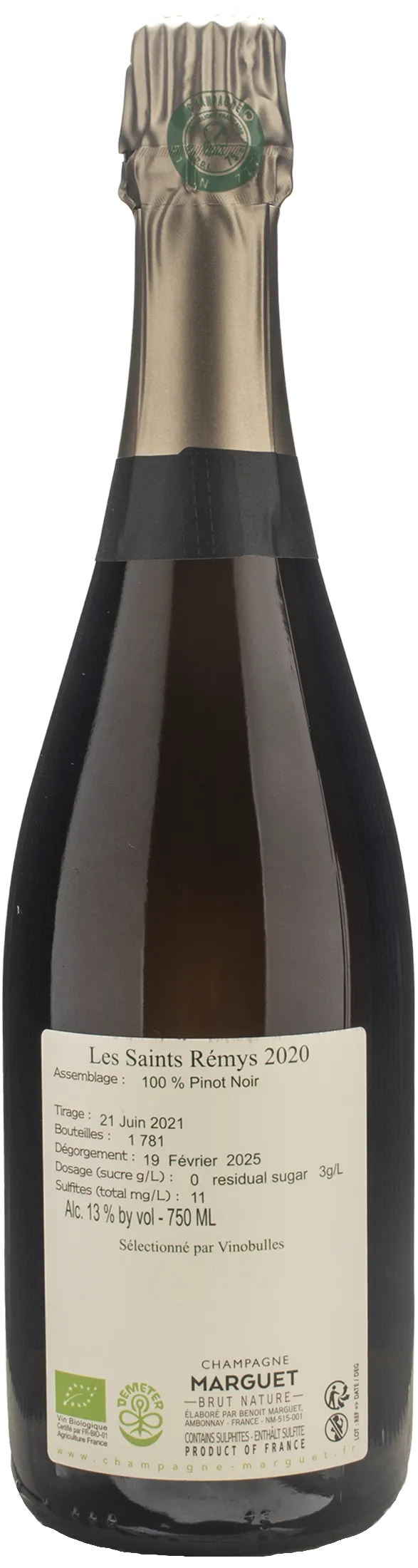 Marguet Champagne Les Saints Remys Grand Cru Brut Nature 2020