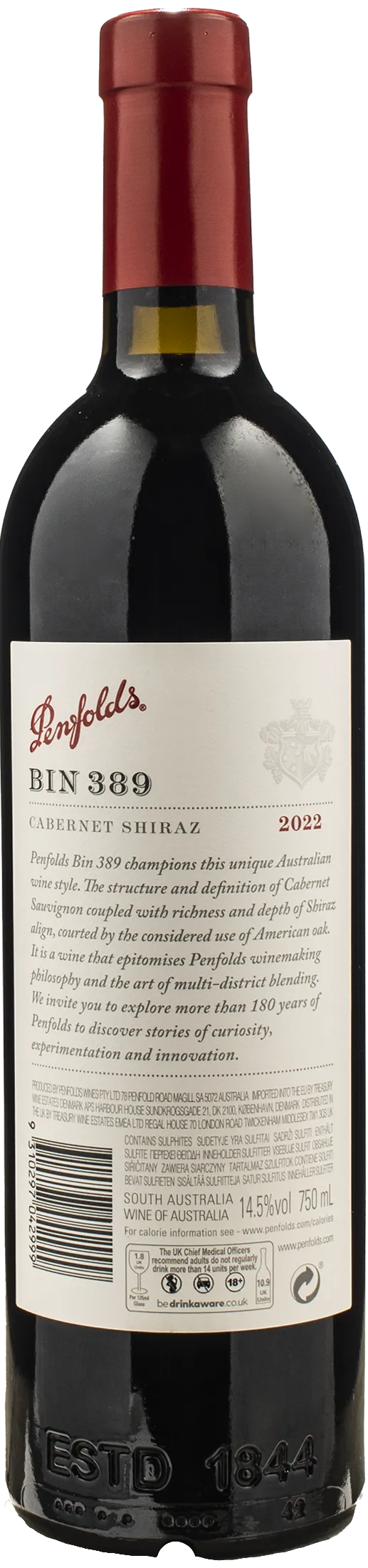 Penfolds Bin 389 Cabernet Shiraz 2022