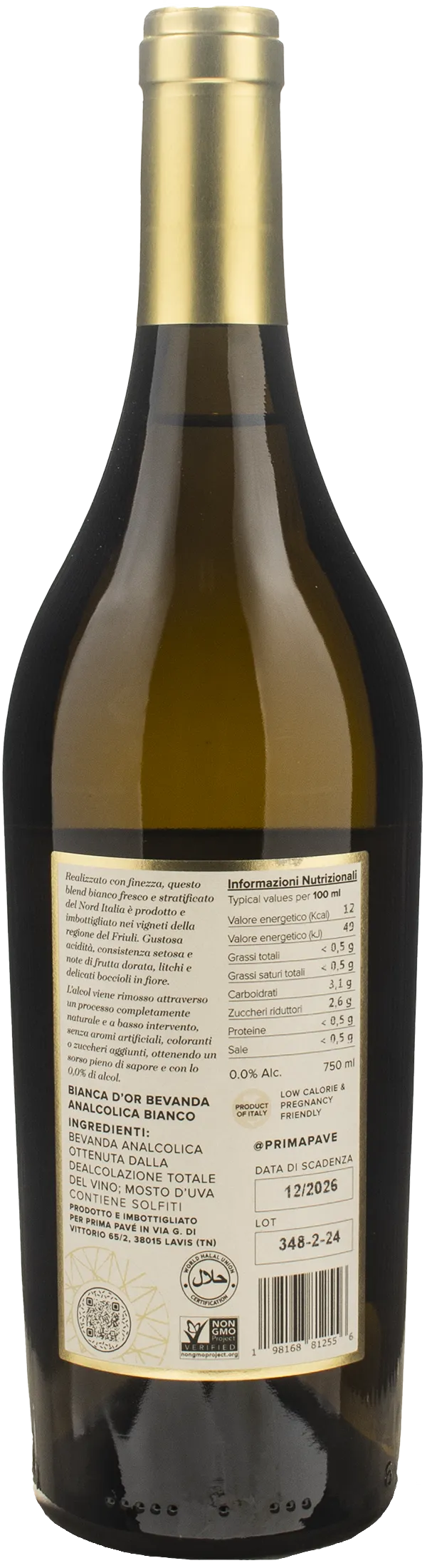 Prima Pave Sparkling Blanca d'Or Zero Alcol