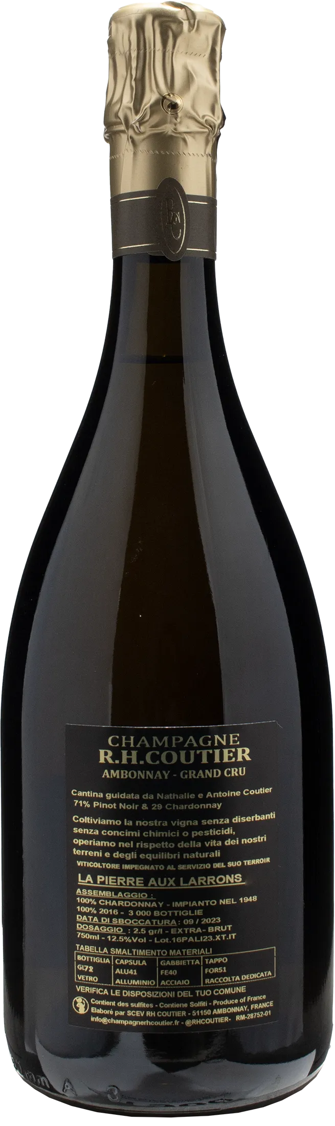 R.H. Coutier Champagne Grand Cru Blanc de Blancs La Pierre Aux Larrons Extra Brut 2016