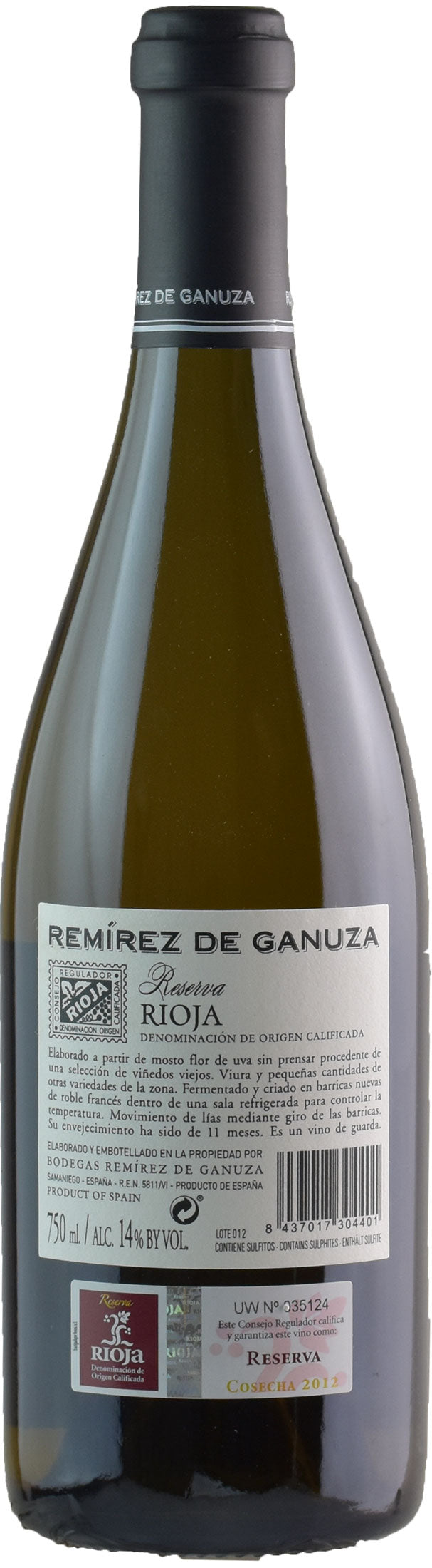 Remirez De Ganuza Blanco Rioja Reserva 2012