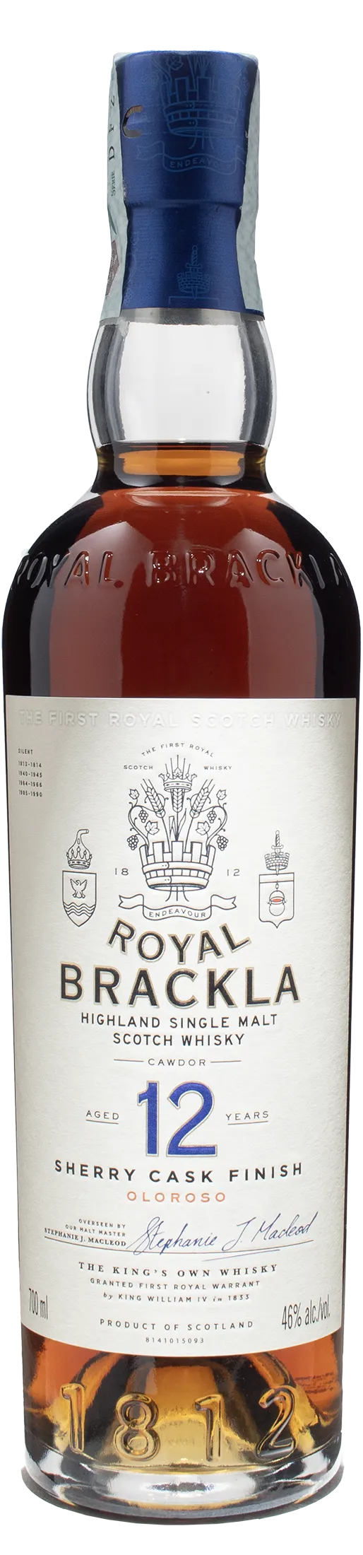 Royal Brackla Higlland Single Malt Scotch Whisky 12 Y.O. Sherry Cash Finish Oloroso 0.7L