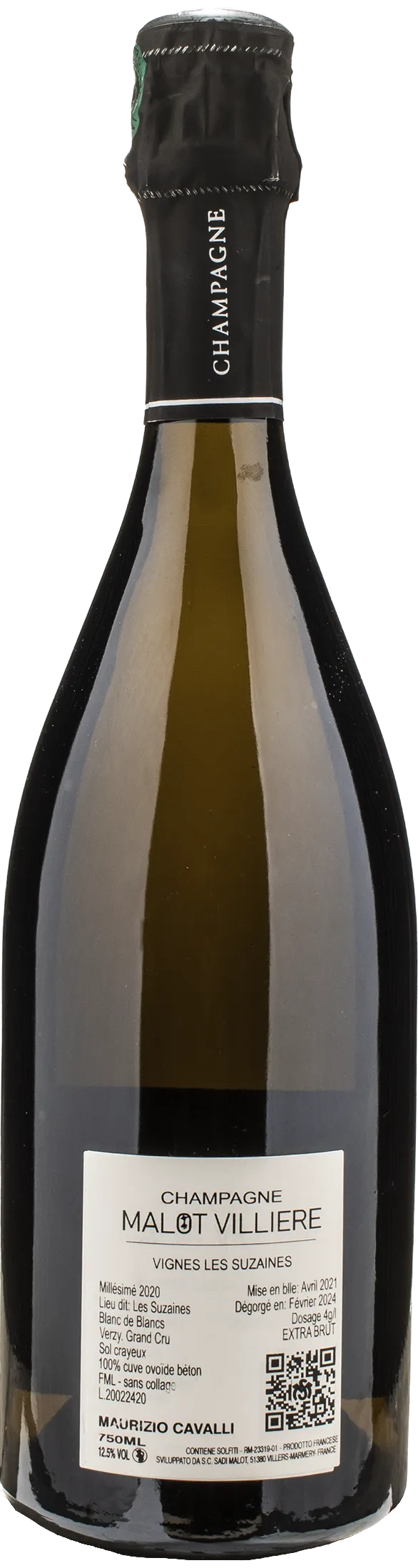 Sadi Malot Champagne Grand Cru Blanc De Blancs Les Suzaines Extra Brut 2020