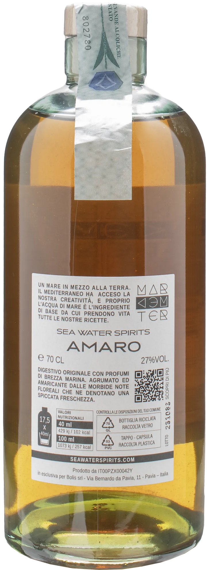 Sea Water Spirits Amaro Mediterraneo 0.7L