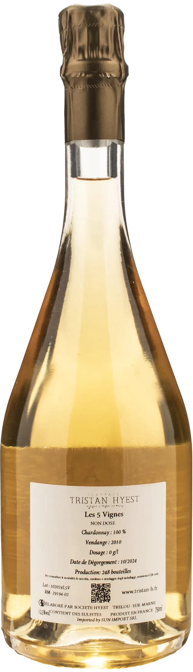 Tristan Hyest Champagne Les 5 Vignes Blanc de Blancs Brut Nature Millesime 2010