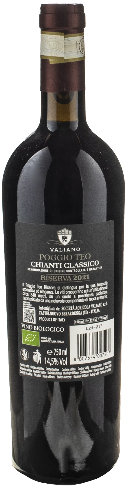 Valiano Chianti Classico Riserva Poggio Teo 2021